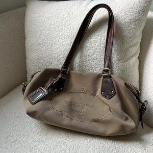 Adorable Vintage Prada Jacquard Logo Shoulder Bag